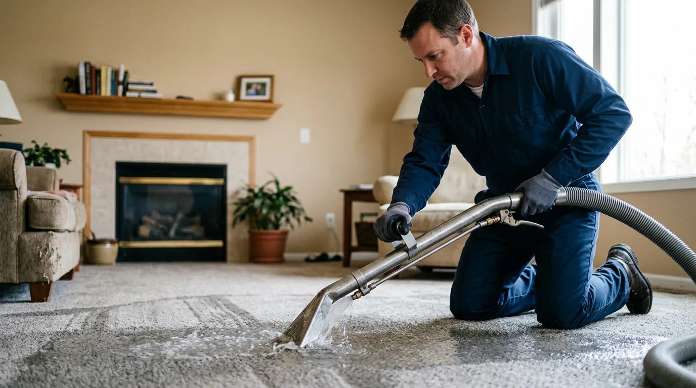 Water damage restoration technician working near Peabody, MA